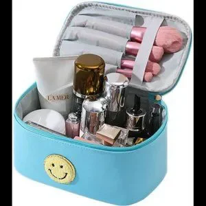 Bags | 2 Pack Preppy Patch Makeup Bag Leather Cosmetic Bag 